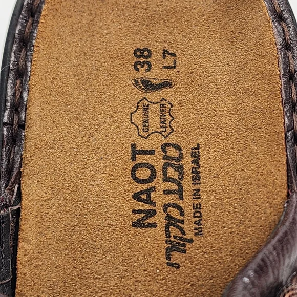 NAOT NWOB Belize Brown Burgundy Leather Mules & Clogs Size 7 - Picture 5 of 6